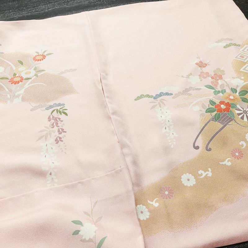 訪問着 金駒刺繍 正絹 古典柄 袷仕立て 身丈164cm 裄丈68cm 箔 金彩 フォーマル 着物 ピンク_画像16