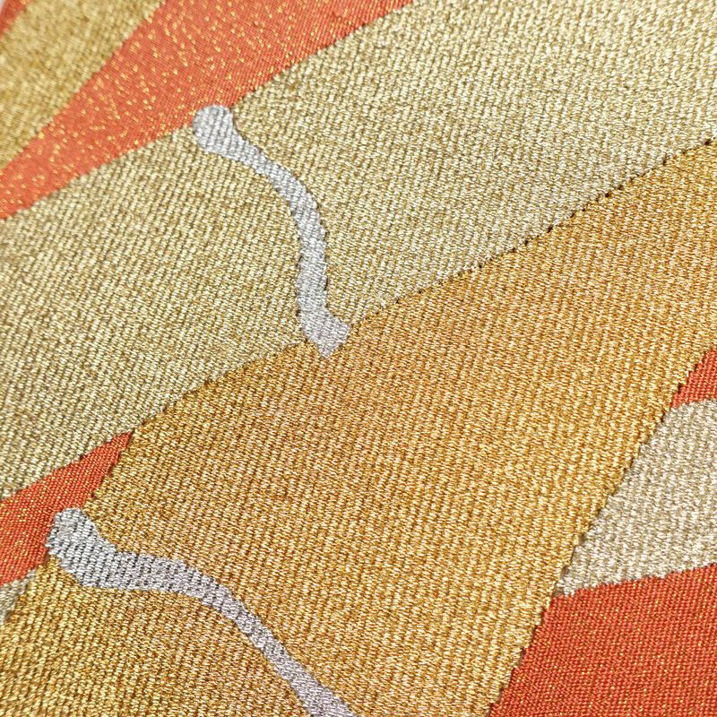 袋帯 つづれ織 太鼓柄 良品 フォーマル用 正絹 木の葉・植物柄 金糸 帯 クリーム_画像3