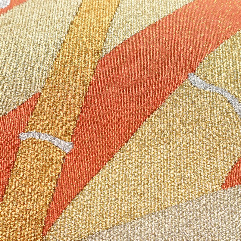 袋帯 つづれ織 太鼓柄 良品 フォーマル用 正絹 木の葉・植物柄 金糸 帯 クリーム_画像4