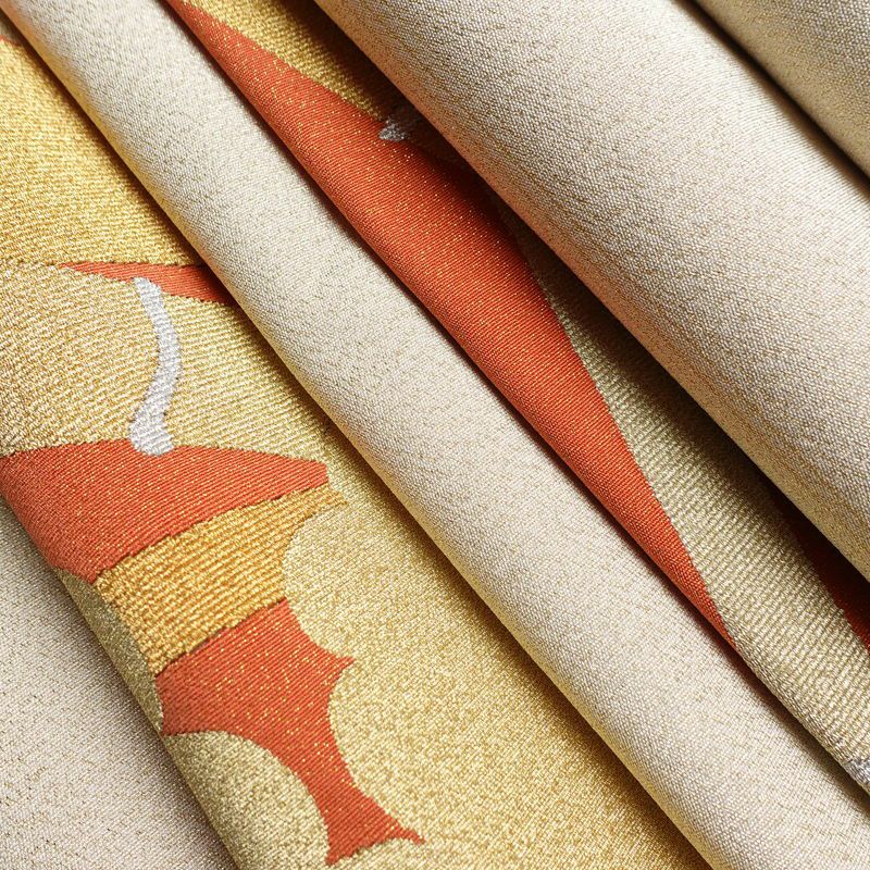 袋帯 つづれ織 太鼓柄 良品 フォーマル用 正絹 木の葉・植物柄 金糸 帯 クリーム_画像19