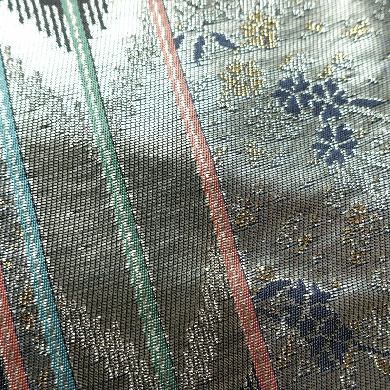 袋帯 六通柄 フォーマル用 正絹 蝶・昆虫柄 箔 金糸 帯 金・銀_画像4