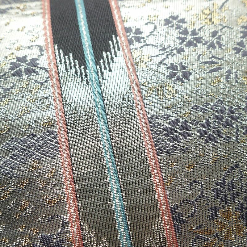 袋帯 六通柄 フォーマル用 正絹 蝶・昆虫柄 箔 金糸 帯 金・銀_画像6