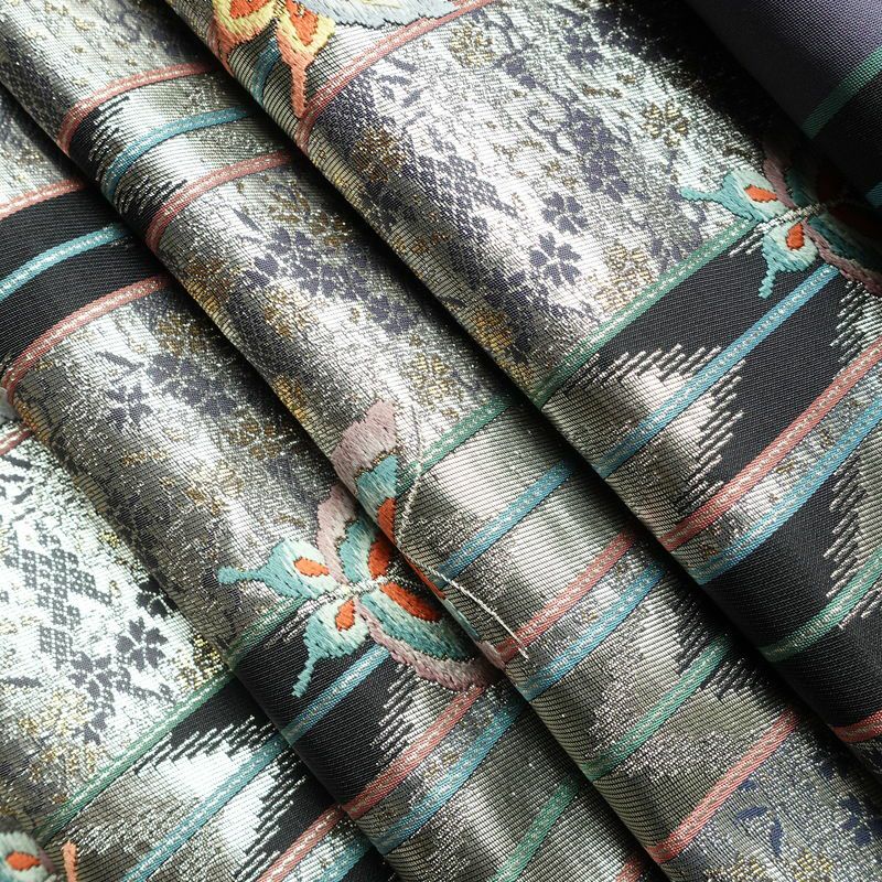 袋帯 六通柄 フォーマル用 正絹 蝶・昆虫柄 箔 金糸 帯 金・銀_画像21