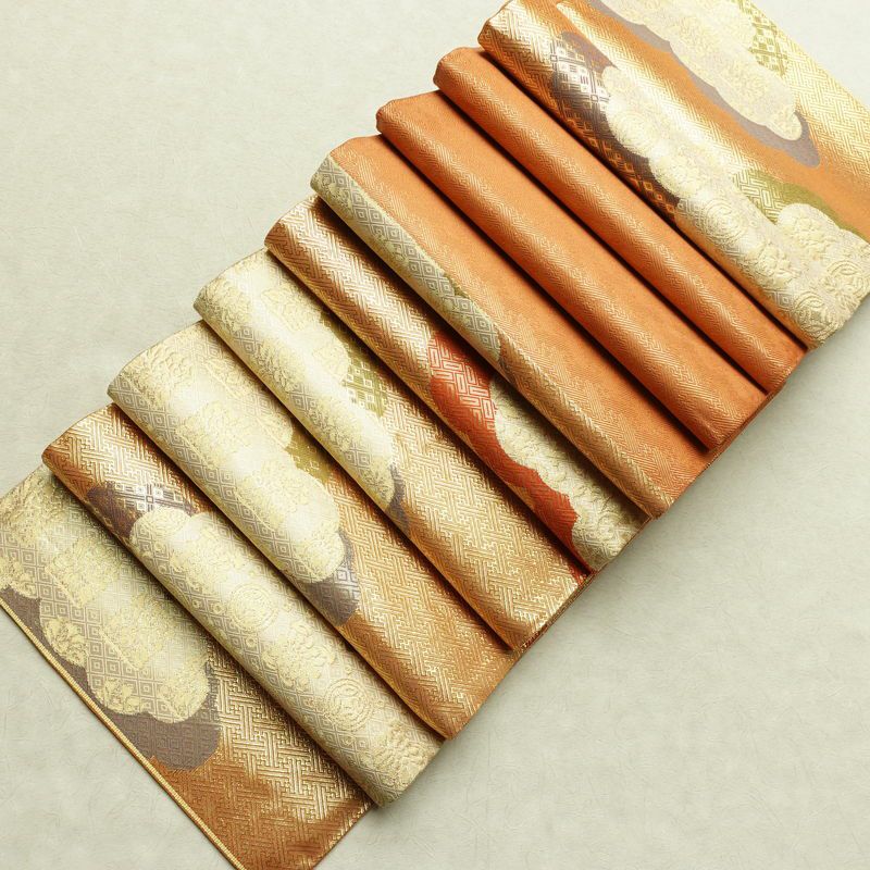 袋帯 六通柄 良品 フォーマル用 正絹 雲柄 箔 帯 橙_画像19