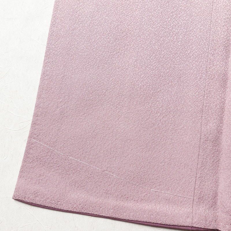 付け下げ 良品 正絹 風景柄 袷仕立て 身丈159.5cm 裄丈65.5cm 箔 一部しつけ糸付き フォーマル 着物 紫・藤色_画像12