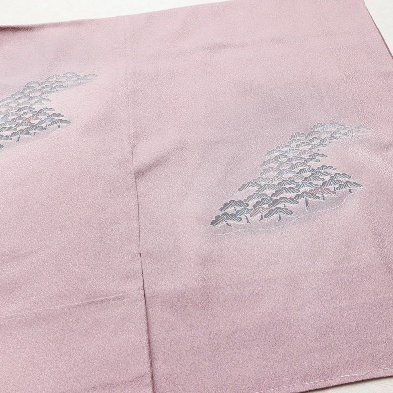 付け下げ 良品 正絹 風景柄 袷仕立て 身丈159.5cm 裄丈65.5cm 箔 一部しつけ糸付き フォーマル 着物 紫・藤色_画像14