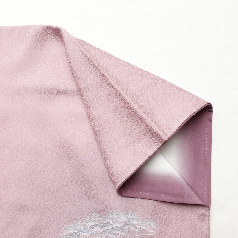 付け下げ 良品 正絹 風景柄 袷仕立て 身丈159.5cm 裄丈65.5cm 箔 一部しつけ糸付き フォーマル 着物 紫・藤色_画像15