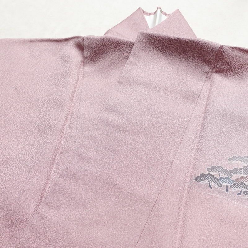 付け下げ 良品 正絹 風景柄 袷仕立て 身丈159.5cm 裄丈65.5cm 箔 一部しつけ糸付き フォーマル 着物 紫・藤色_画像17