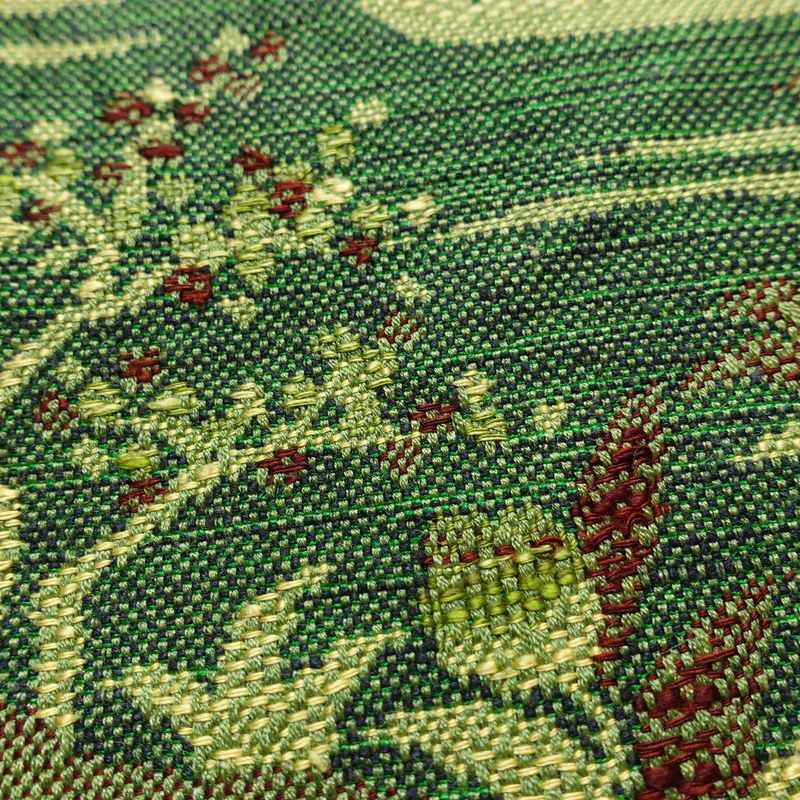 名古屋帯 紬地 六通柄 正絹 風景柄 松葉仕立て 帯 緑・うぐいす色_画像6