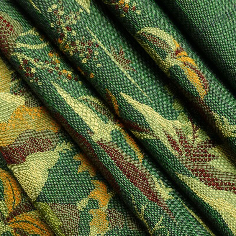 名古屋帯 紬地 六通柄 正絹 風景柄 松葉仕立て 帯 緑・うぐいす色_画像20