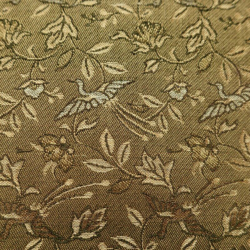 名古屋帯 全通柄 正絹 人物・動物柄 名古屋仕立て 帯 黄・黄土色_画像4