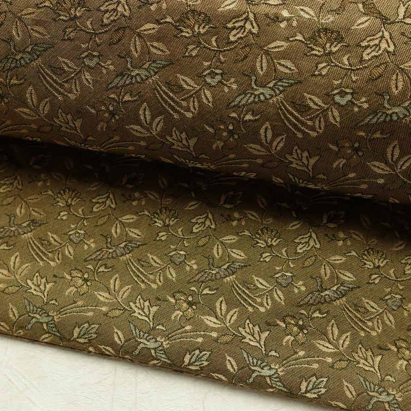 名古屋帯 全通柄 正絹 人物・動物柄 名古屋仕立て 帯 黄・黄土色_画像7