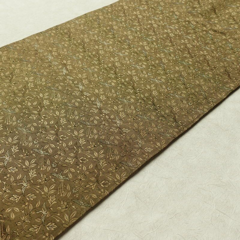 名古屋帯 全通柄 正絹 人物・動物柄 名古屋仕立て 帯 黄・黄土色_画像11