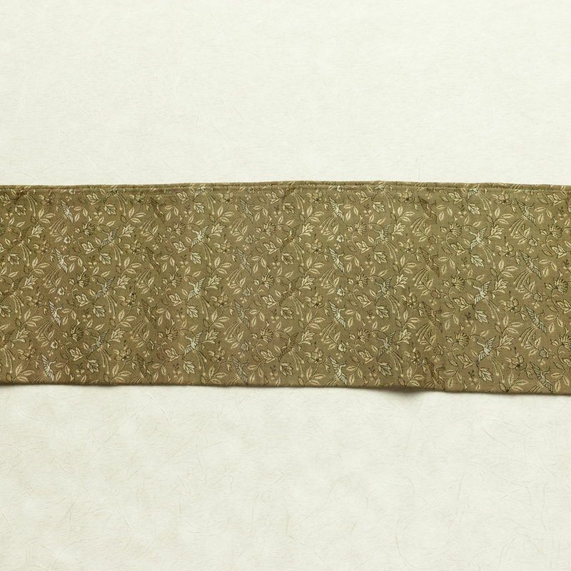 名古屋帯 全通柄 正絹 人物・動物柄 名古屋仕立て 帯 黄・黄土色_画像13