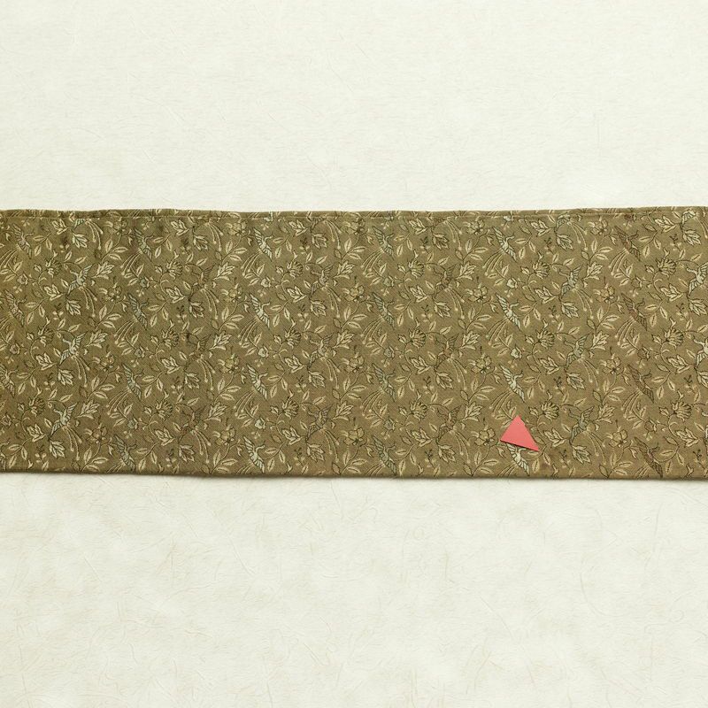 名古屋帯 全通柄 正絹 人物・動物柄 名古屋仕立て 帯 黄・黄土色_画像14