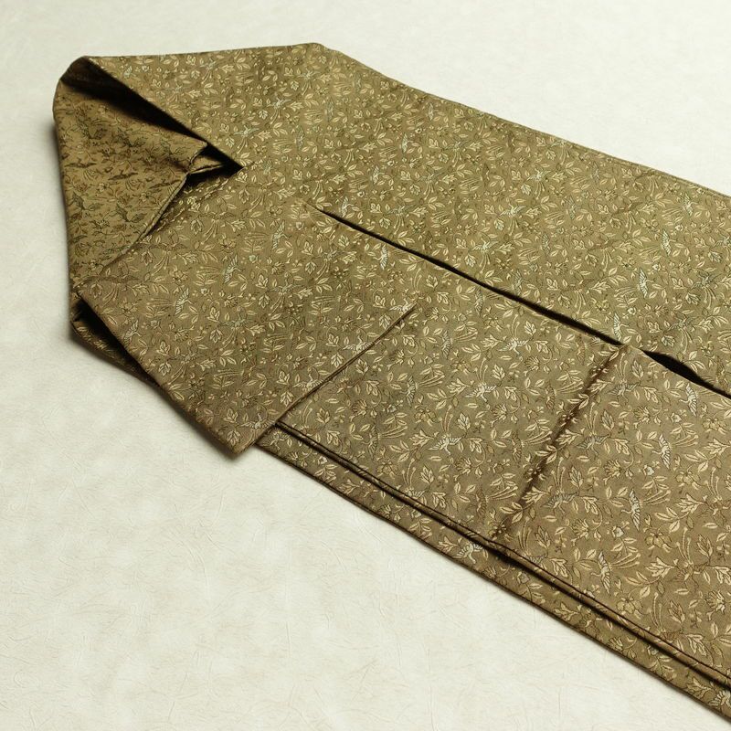 名古屋帯 全通柄 正絹 人物・動物柄 名古屋仕立て 帯 黄・黄土色_画像18