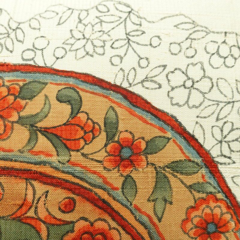 名古屋帯 太鼓柄 落款入り 正絹 幾何学柄・抽象柄 名古屋仕立て 帯 クリーム_画像4