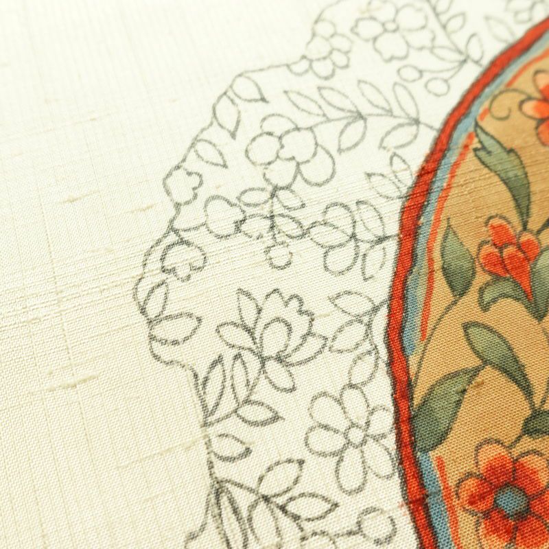 名古屋帯 太鼓柄 落款入り 正絹 幾何学柄・抽象柄 名古屋仕立て 帯 クリーム_画像5