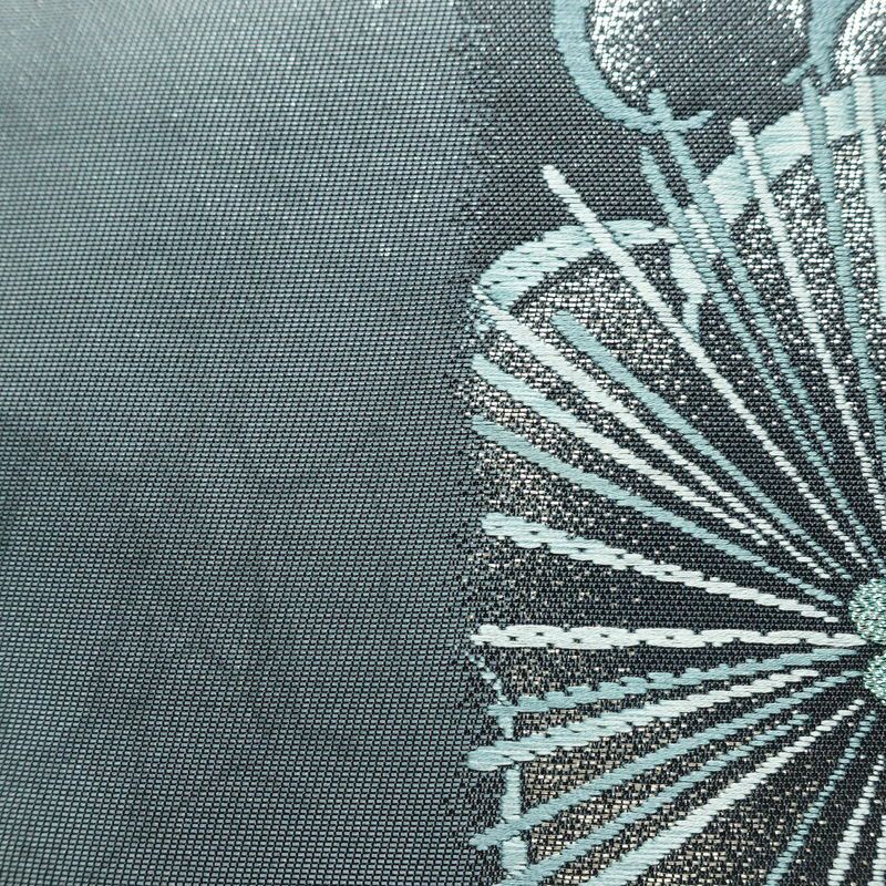 袋帯 六通柄 良品 フォーマル用 正絹 花柄 箔 帯 青・紺_画像6