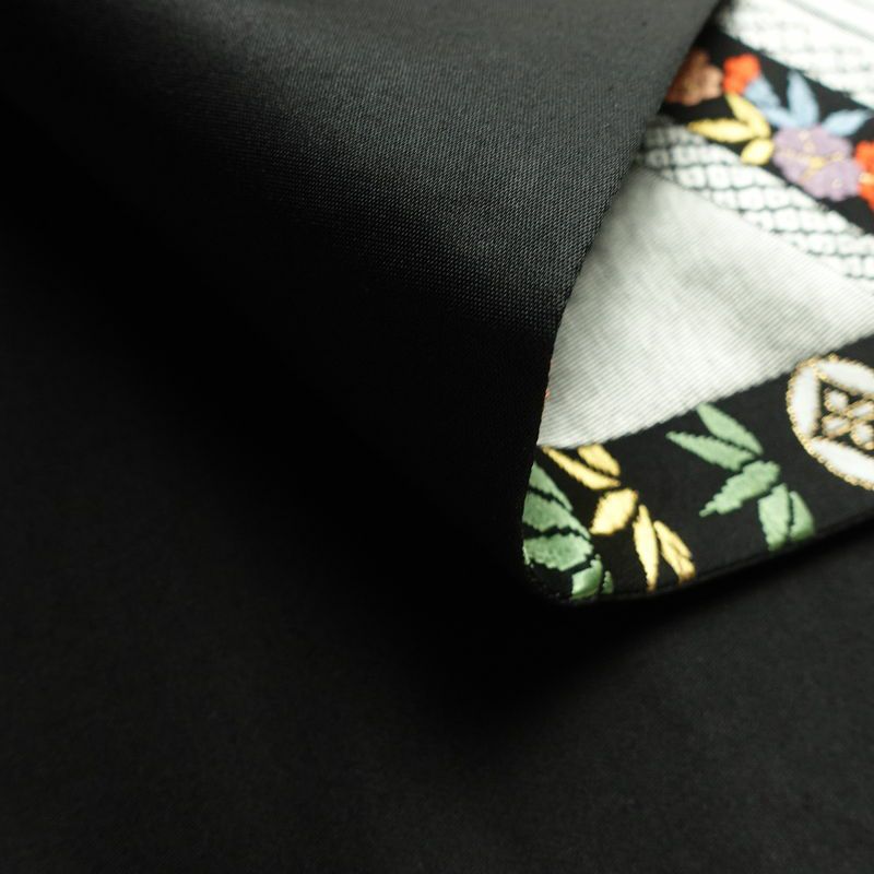 袋帯 六通柄 振袖用 正絹 蝶・昆虫柄 箔 金糸 帯 黒_画像9