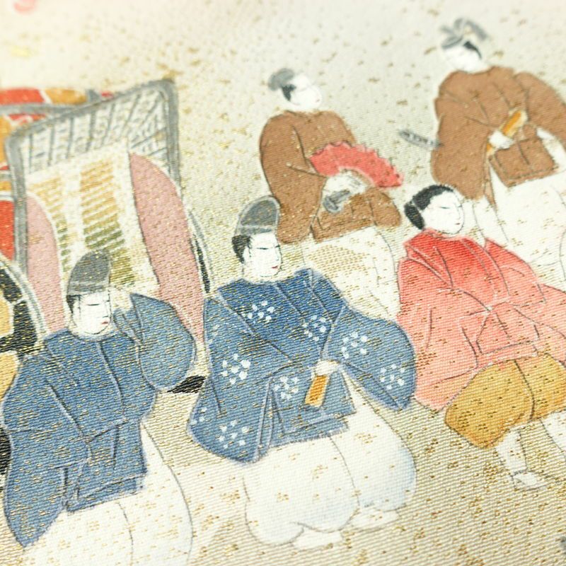 色留袖 良品 三つ紋入り 落款入り 正絹 人物・動物柄 袷仕立て 身丈165.5cm 裄丈66.5cm 箔 金彩 金通し フォーマル 着物 ピンク_画像8