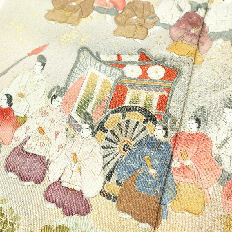 色留袖 良品 三つ紋入り 落款入り 正絹 人物・動物柄 袷仕立て 身丈165.5cm 裄丈66.5cm 箔 金彩 金通し フォーマル 着物 ピンク_画像10