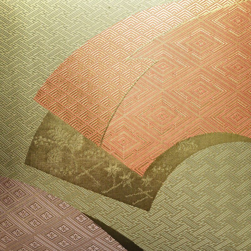 袋帯 六通柄 フォーマル用 正絹 古典柄 箔 扇面 帯 金・銀_画像2