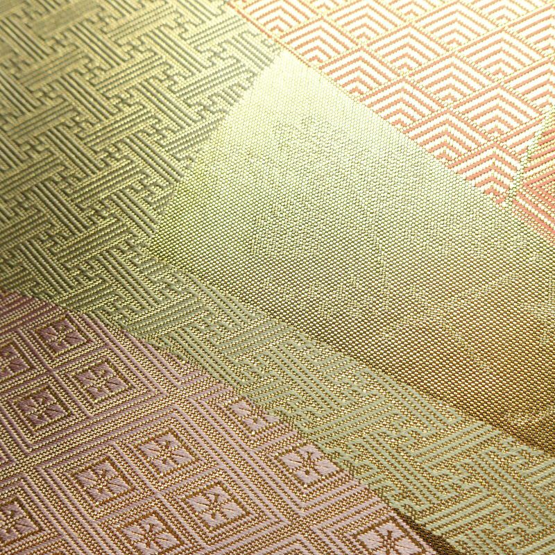 袋帯 六通柄 フォーマル用 正絹 古典柄 箔 扇面 帯 金・銀_画像6