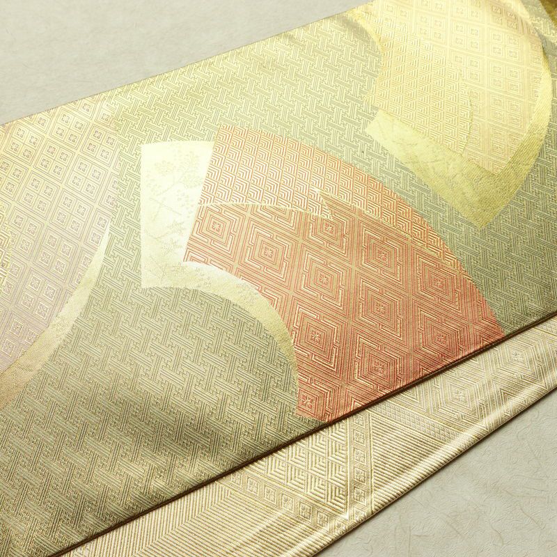 袋帯 六通柄 フォーマル用 正絹 古典柄 箔 扇面 帯 金・銀_画像11