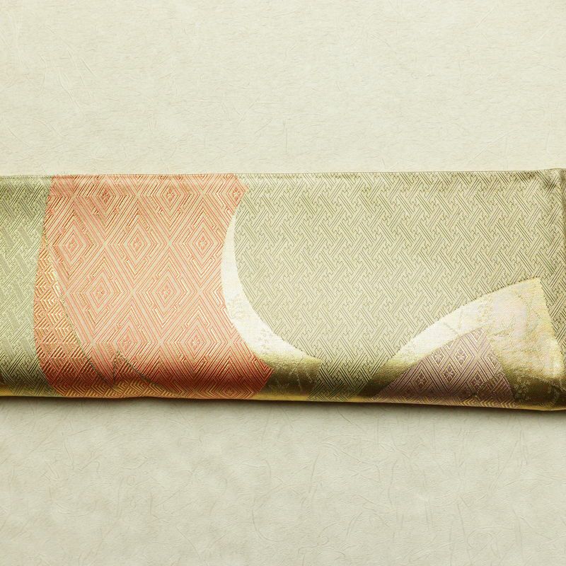 袋帯 六通柄 フォーマル用 正絹 古典柄 箔 扇面 帯 金・銀_画像15