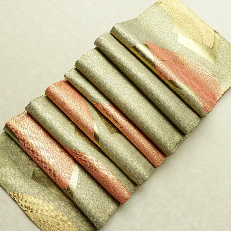 袋帯 六通柄 フォーマル用 正絹 古典柄 箔 扇面 帯 金・銀_画像19