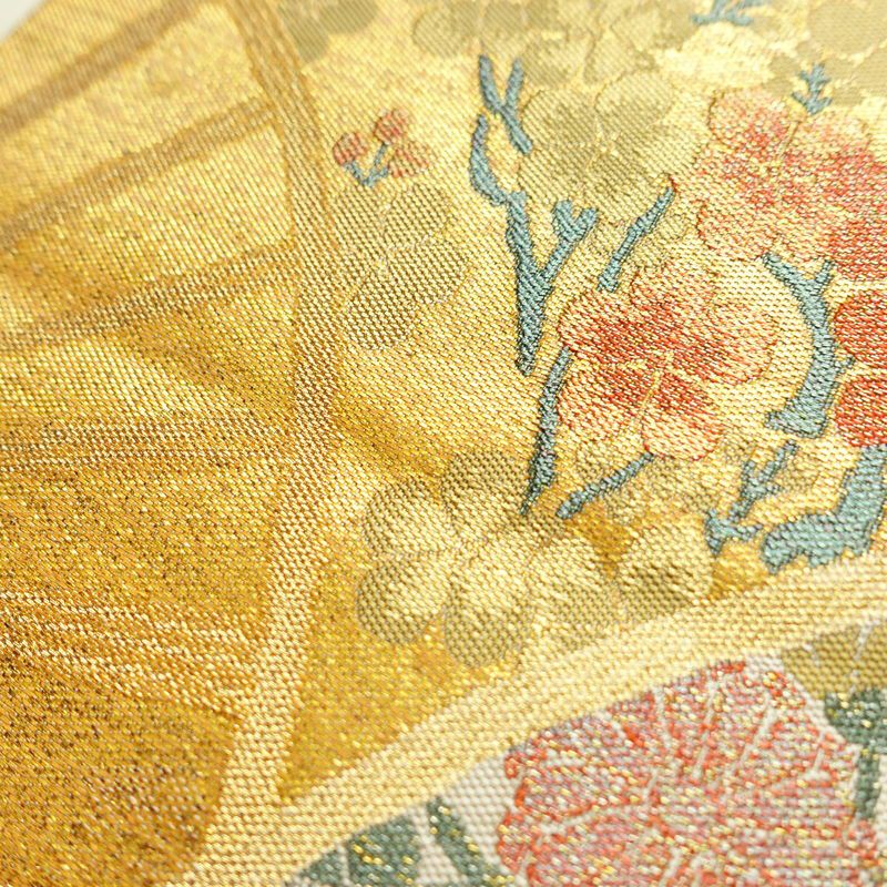 袋帯 沈金箔 六通柄 フォーマル用 正絹 古典柄 箔 帯 金・銀_画像6