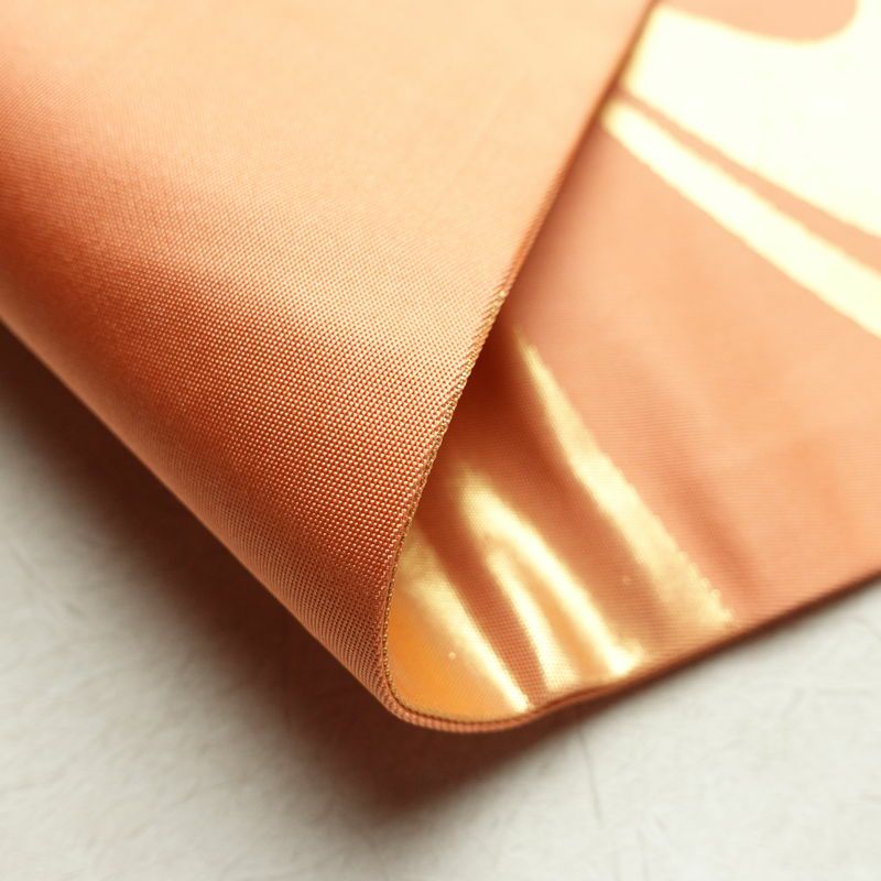 名古屋帯 六通柄 良品 正絹 流水・波柄 名古屋仕立て 箔 帯 橙_画像11