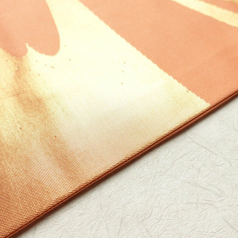 名古屋帯 六通柄 良品 正絹 流水・波柄 名古屋仕立て 箔 帯 橙_画像13