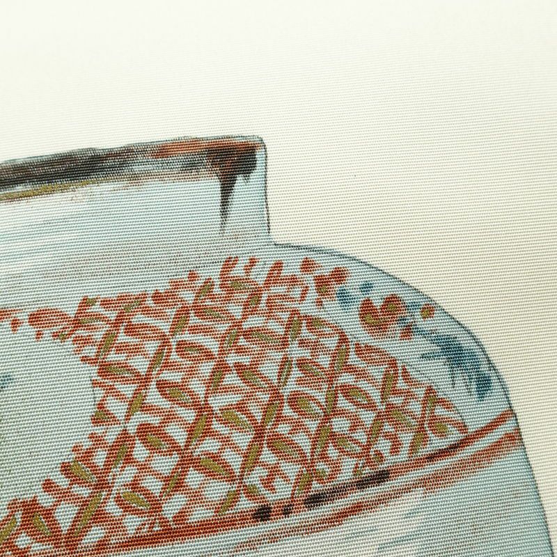 名古屋帯 太鼓柄 落款入り 正絹 その他の柄 名古屋仕立て 箔 帯 クリーム_画像4