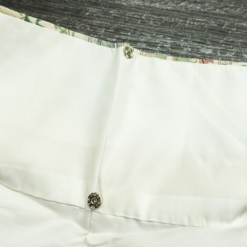 小紋 縮緬 総柄 正絹 風景柄 袷仕立て 身丈152cm 裄丈63.5cm 着物 緑・うぐいす色_画像20