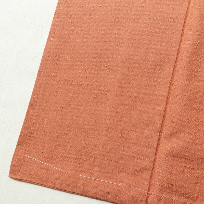 紬 しつけ糸付き 正絹 無地 袷仕立て 身丈161.5cm 裄丈65cm 着物 橙_画像11