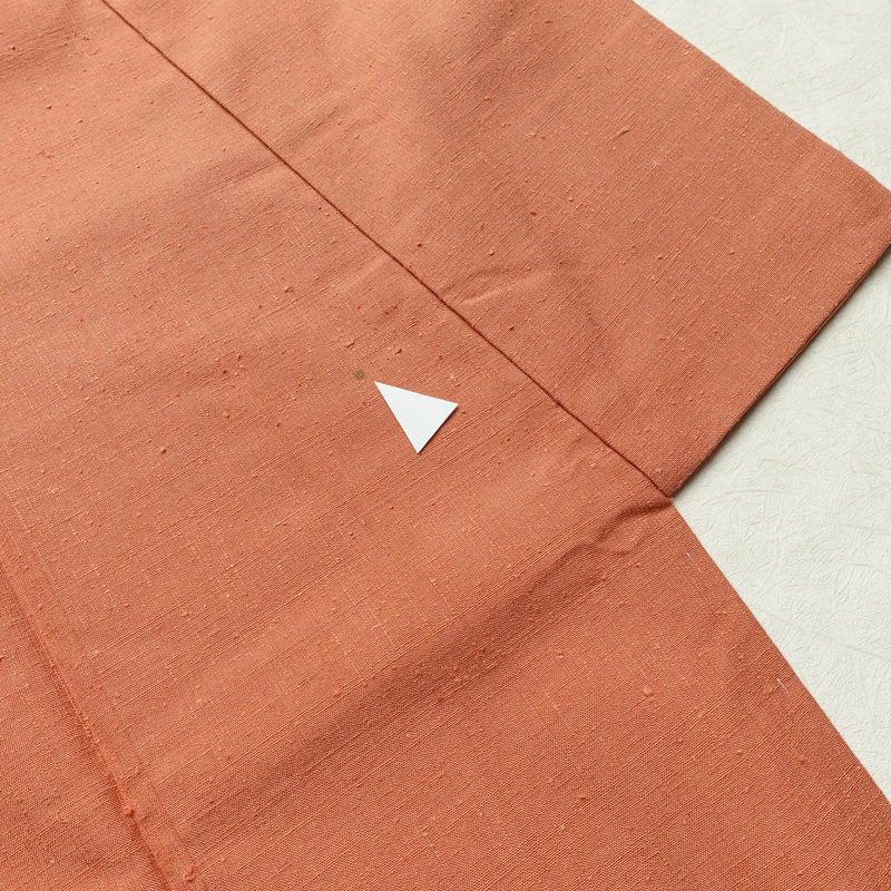 紬 しつけ糸付き 正絹 無地 袷仕立て 身丈161.5cm 裄丈65cm 着物 橙_画像12