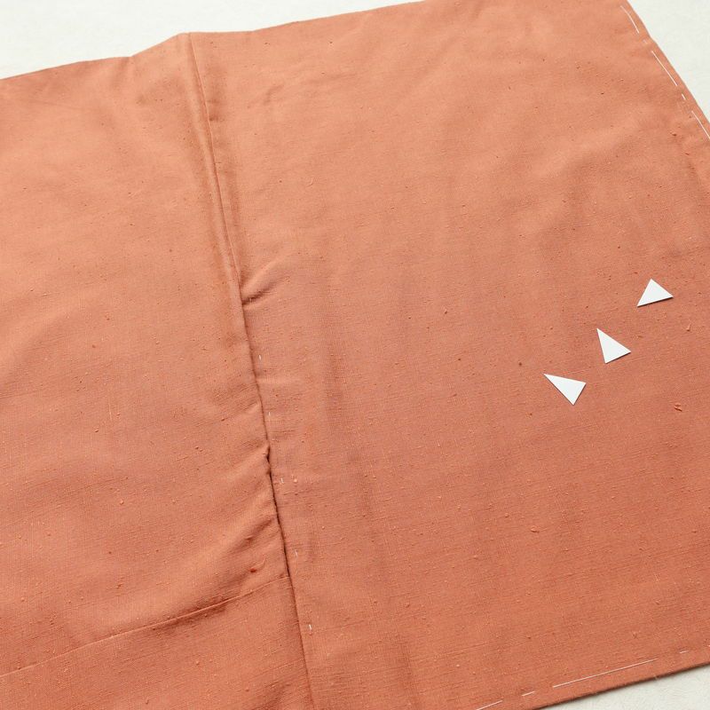 紬 しつけ糸付き 正絹 無地 袷仕立て 身丈161.5cm 裄丈65cm 着物 橙_画像14