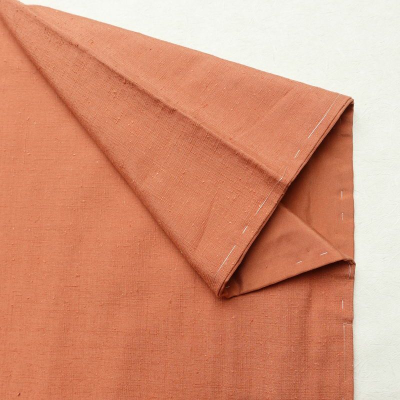 紬 しつけ糸付き 正絹 無地 袷仕立て 身丈161.5cm 裄丈65cm 着物 橙_画像16
