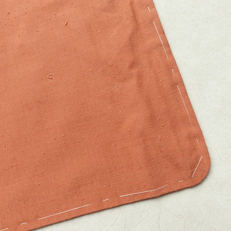 紬 しつけ糸付き 正絹 無地 袷仕立て 身丈161.5cm 裄丈65cm 着物 橙_画像17
