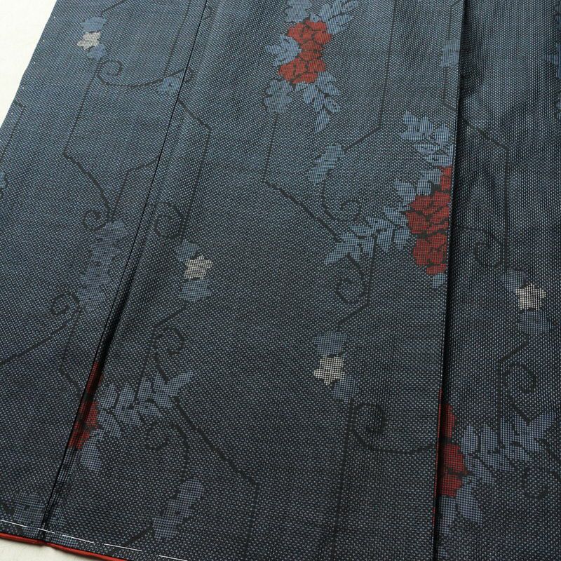 紬 良品 しつけ糸付き 正絹 花柄 袷仕立て 身丈160cm 裄丈64.5cm 着物 青・紺_画像4