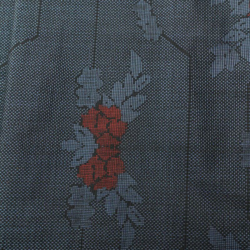 紬 良品 しつけ糸付き 正絹 花柄 袷仕立て 身丈160cm 裄丈64.5cm 着物 青・紺_画像6