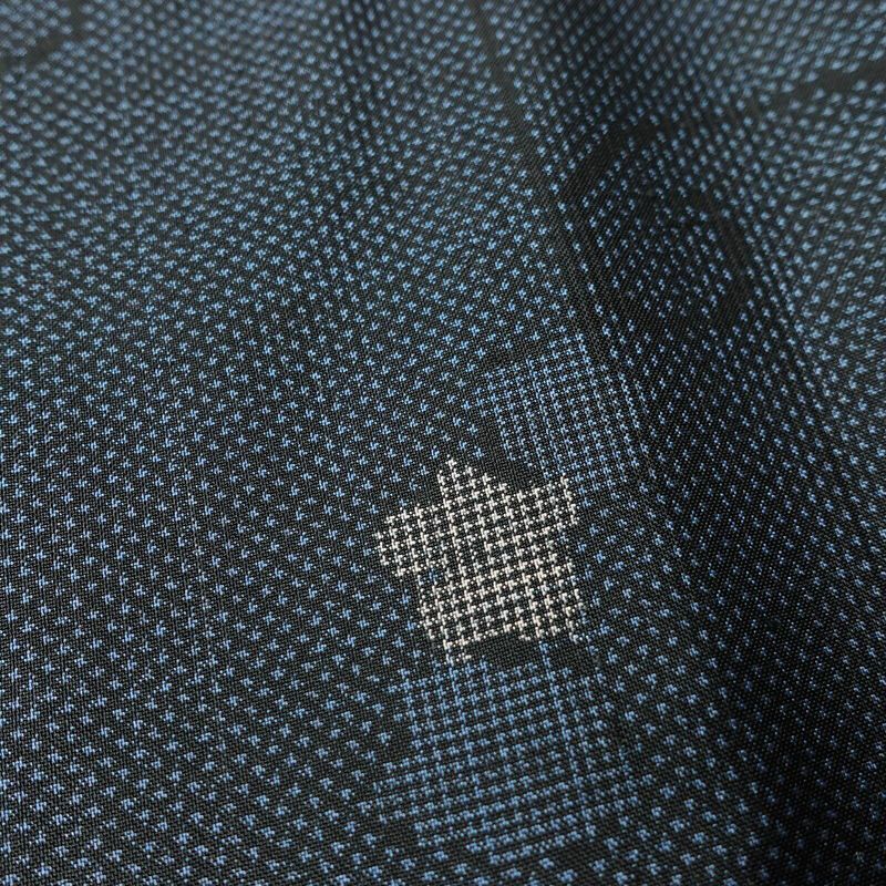 紬 良品 しつけ糸付き 正絹 花柄 袷仕立て 身丈160cm 裄丈64.5cm 着物 青・紺_画像9