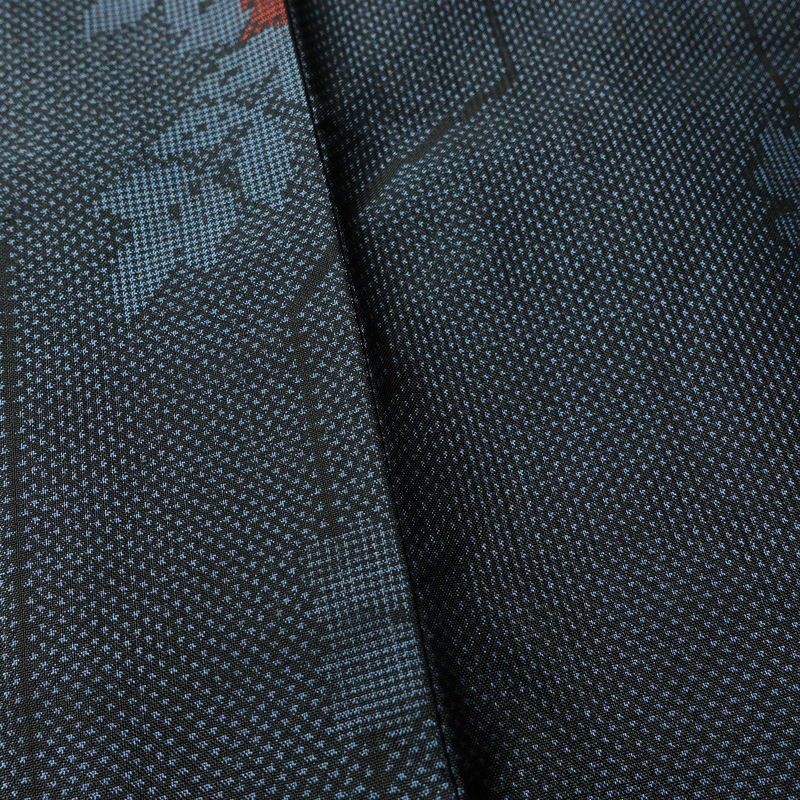 紬 良品 しつけ糸付き 正絹 花柄 袷仕立て 身丈160cm 裄丈64.5cm 着物 青・紺_画像11