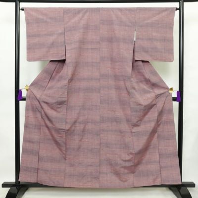 単衣 紬 良品 正絹 花柄 単衣仕立て 胴抜き 身丈161cm 裄丈65cm
