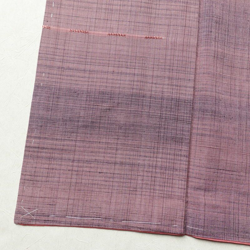 紬 良品 しつけ糸付き 正絹 その他の柄 袷仕立て 身丈159cm 裄丈64cm 着物 紫・藤色_画像12