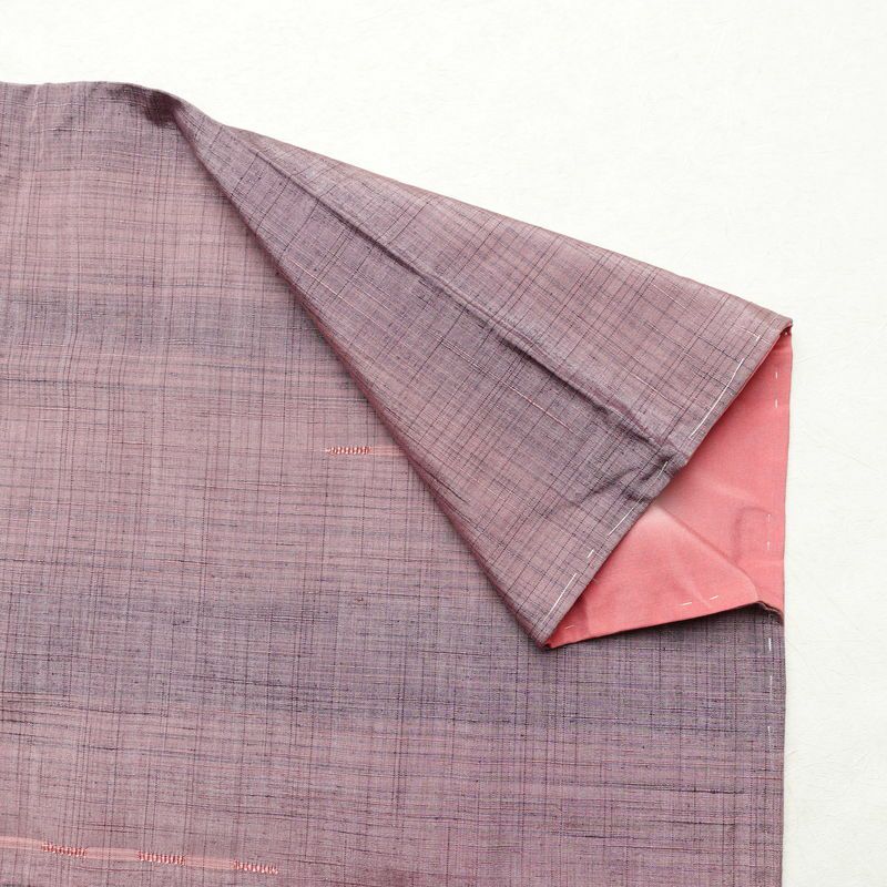 紬 良品 しつけ糸付き 正絹 その他の柄 袷仕立て 身丈159cm 裄丈64cm 着物 紫・藤色_画像14