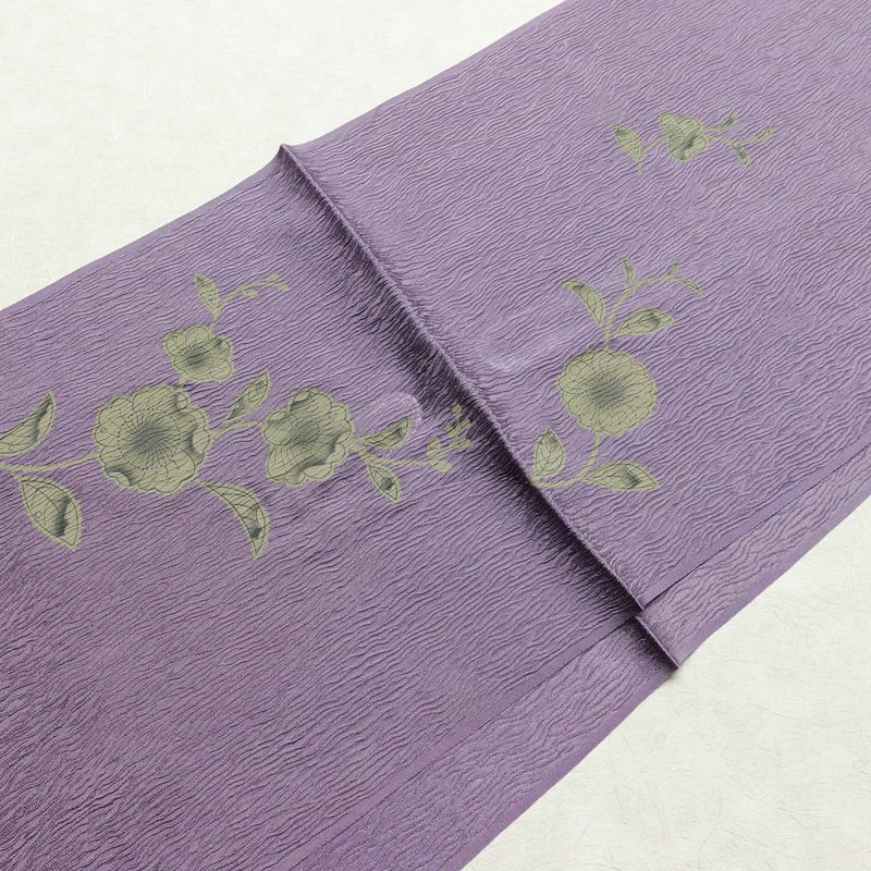 帯揚げ帯締めセット 美品 セット品 平組 フォーマル用 正絹 花柄 和装小物 紫・藤色_画像3