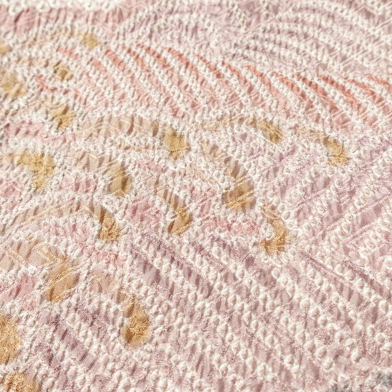 訪問着 絞り 総絞り 正絹 流水・波柄 袷仕立て 身丈152cm 裄丈63.5cm 着物 ピンク_画像7